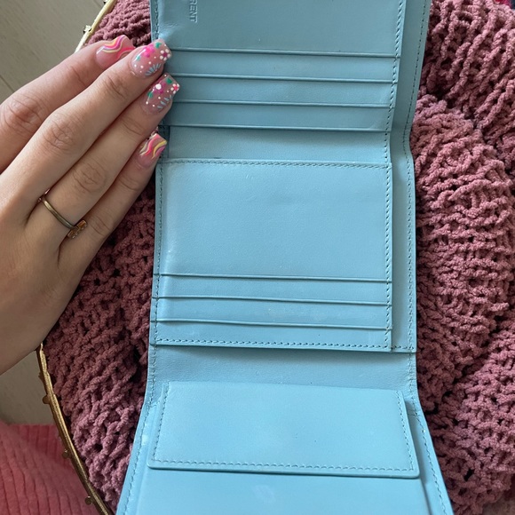 YSL Light Blue Tri Fold Wallet - Picture 2 of 8